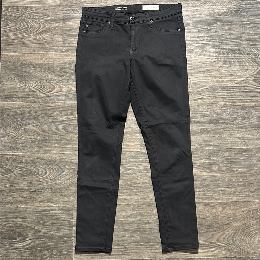 AG Anthropologie Jeans 28 Womens Black Abbey Ankle Skinny Sateen High Rise Y2K